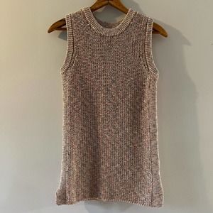 Ribbed Knit Sweater Vest Coral Size Medium